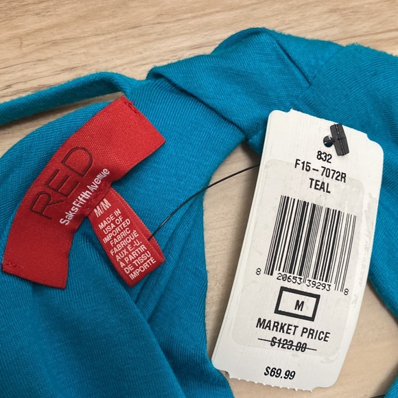 NWT RED Saks Fifth Avenue Womens M Teal Dress. So comfy and flattering. - Picture 11 of 12
